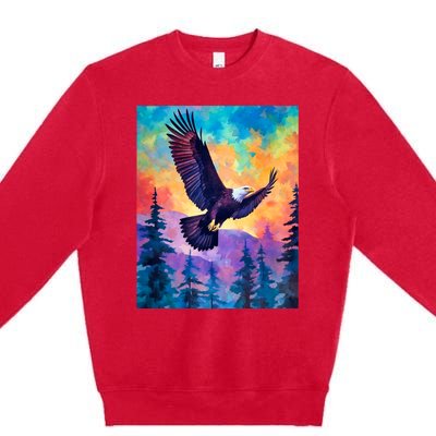 Eagle Spirit Designs Majestic Eagle Silhouette: Freedoms Colors Premium Crewneck Sweatshirt