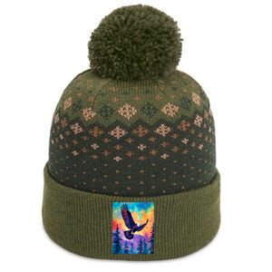 Eagle Spirit Designs Majestic Eagle Silhouette: Freedoms Colors The Baniff Cuffed Pom Beanie