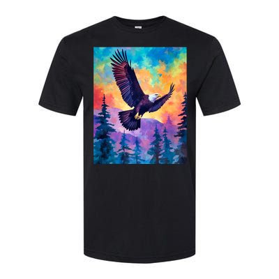 Eagle Spirit Designs Majestic Eagle Silhouette: Freedoms Colors Softstyle CVC T-Shirt