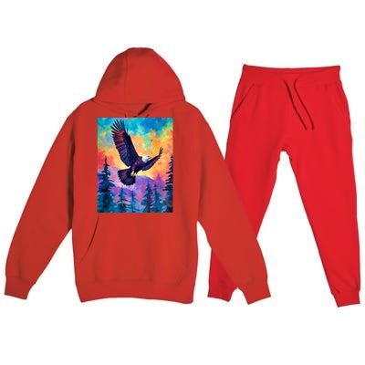 Eagle Spirit Designs Majestic Eagle Silhouette: Freedoms Colors Premium Hooded Sweatsuit Set