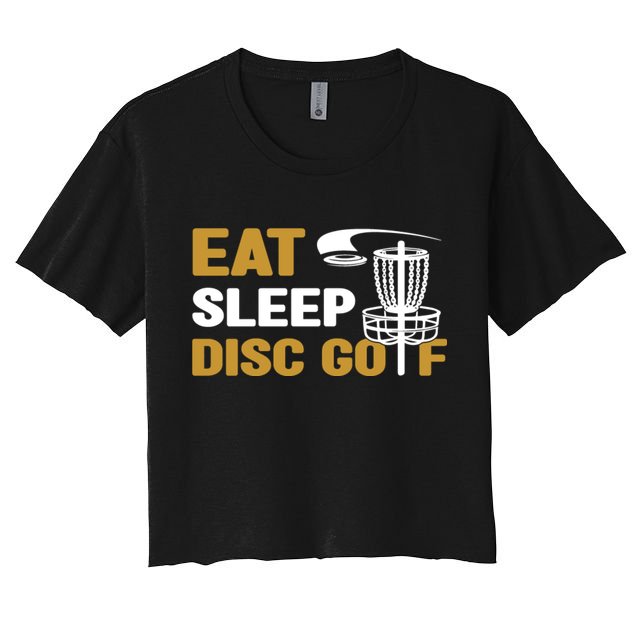 Eat Sleep Disc Golf Frolf Disc Golf Tee Women's Crop Top Tee
