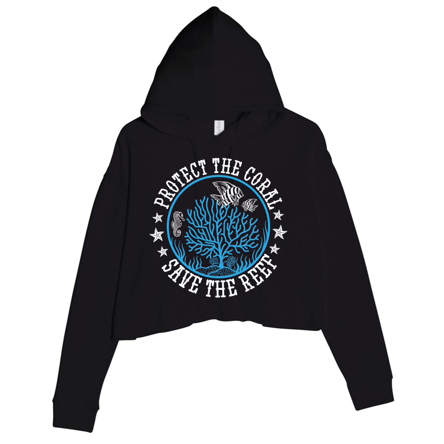 Environtal Saying Diver Protect The Coral Save The Reef Gift Crop Fleece Hoodie