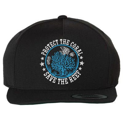 Environtal Saying Diver Protect The Coral Save The Reef Gift Wool Snapback Cap