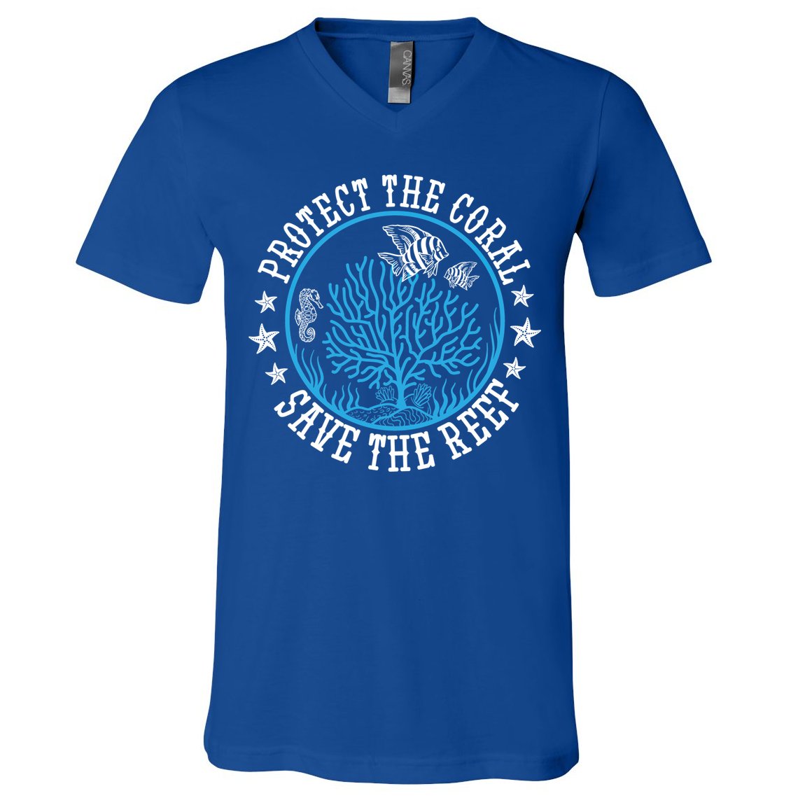 Environtal Saying Diver Protect The Coral Save The Reef Gift V-Neck T-Shirt