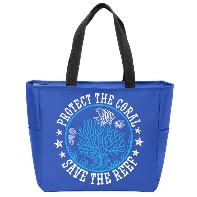 Environtal Saying Diver Protect The Coral Save The Reef Gift Zip Tote Bag
