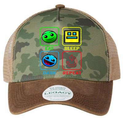 Eat Sleep Dash Repeat Video Game Geometry Video Gamer Cool Gift Legacy Tie Dye Trucker Hat