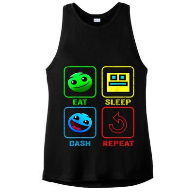 Eat Sleep Dash Repeat Video Game Geometry Video Gamer Cool Gift Ladies PosiCharge Tri-Blend Wicking Tank