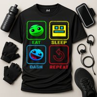 Eat Sleep Dash Repeat Video Game Geometry Video Gamer Cool Gift Cooling Performance Crew T-Shirt