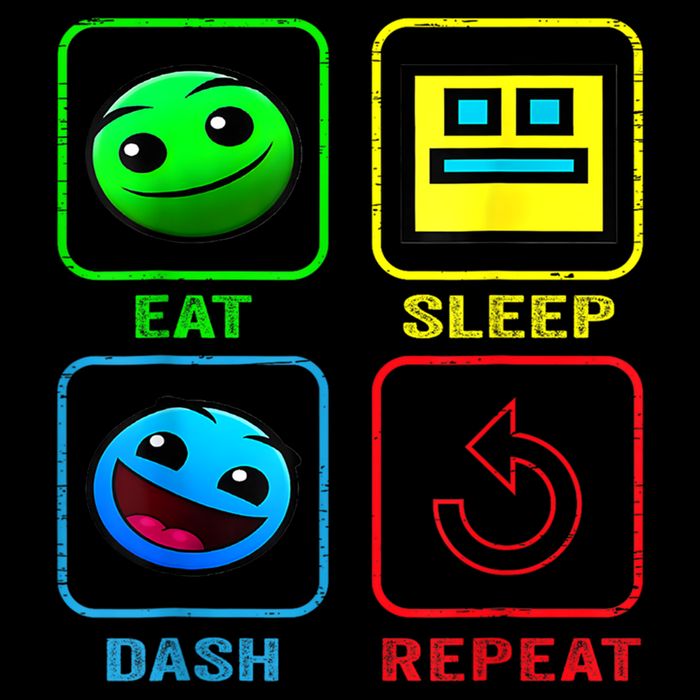Eat Sleep Dash Repeat Video Game Geometry Video Gamer Cool Gift Cooling Performance Crew T-Shirt
