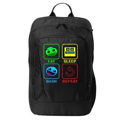 Eat Sleep Dash Repeat Video Game Geometry Video Gamer Cool Gift City Backpack