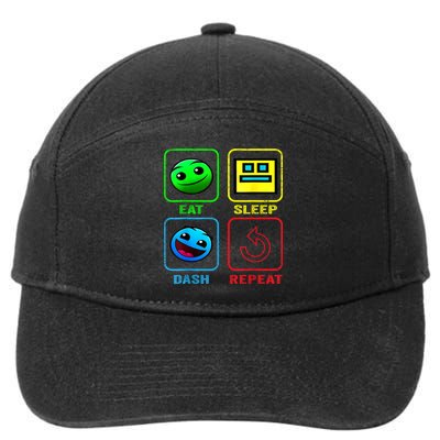Eat Sleep Dash Repeat Video Game Geometry Video Gamer Cool Gift 7-Panel Snapback Hat