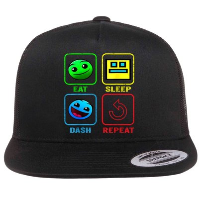 Eat Sleep Dash Repeat Video Game Geometry Video Gamer Cool Gift Flatbill Hat
