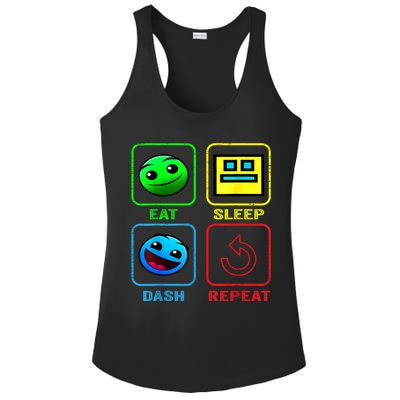 Eat Sleep Dash Repeat Video Game Geometry Video Gamer Cool Gift Ladies PosiCharge Competitor Racerback Tank