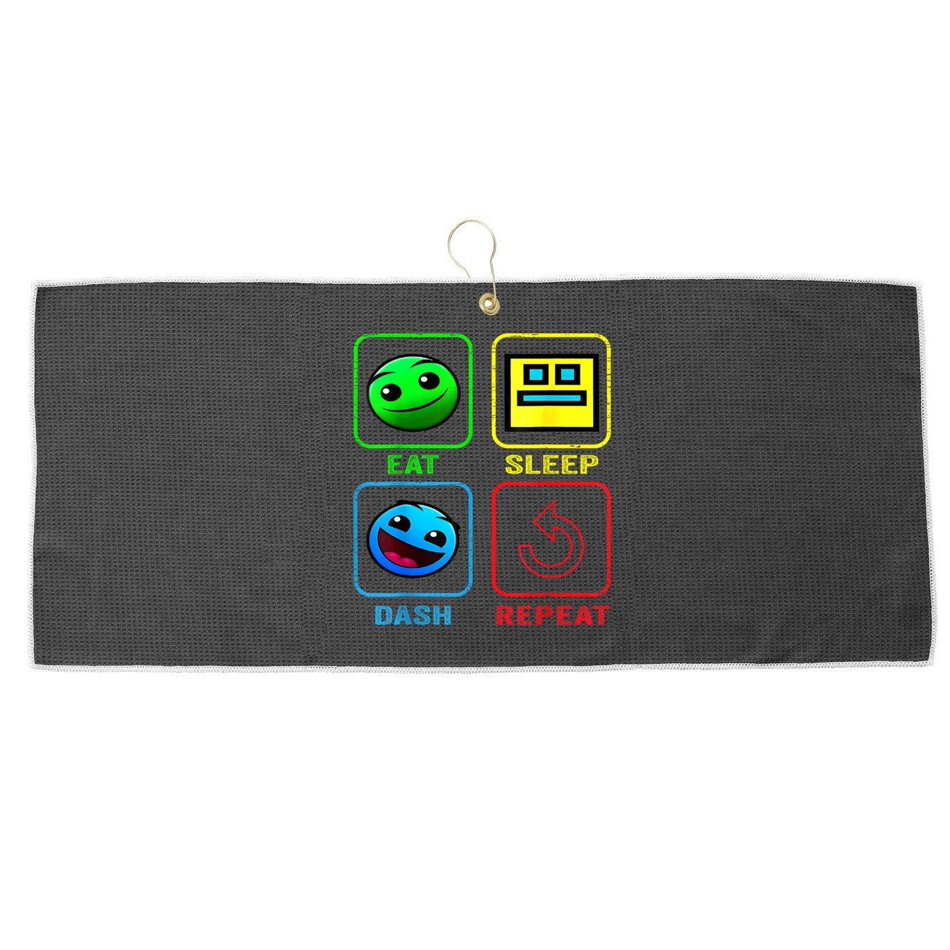 Eat Sleep Dash Repeat Video Game Geometry Video Gamer Cool Gift Large Microfiber Waffle Golf Towel