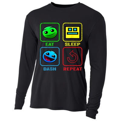 Eat Sleep Dash Repeat Video Game Geometry Video Gamer Cool Gift Cooling Performance Long Sleeve Crew