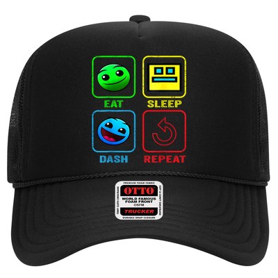 Eat Sleep Dash Repeat Video Game Geometry Video Gamer Cool Gift Trucker Hat
