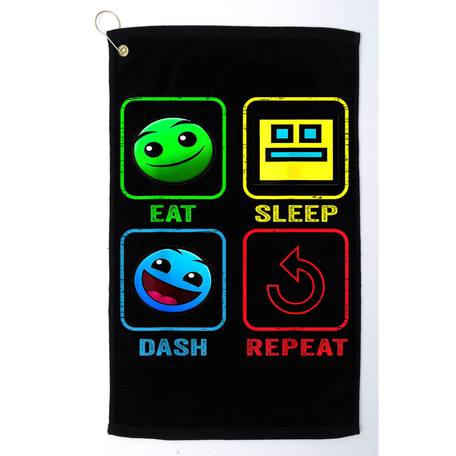 Eat Sleep Dash Repeat Video Game Geometry Video Gamer Cool Gift Golf Towel