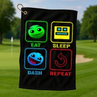 Eat Sleep Dash Repeat Video Game Geometry Video Gamer Cool Gift Golf Towel