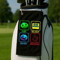 Eat Sleep Dash Repeat Video Game Geometry Video Gamer Cool Gift Golf Towel