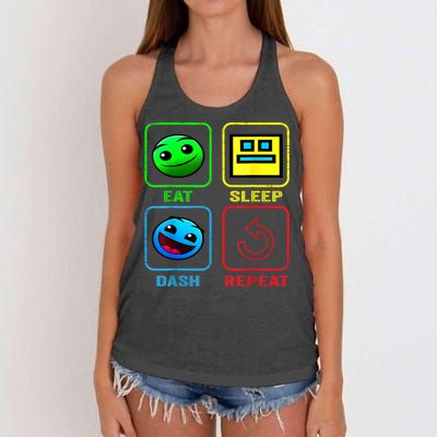 Eat Sleep Dash Repeat Video Game Geometry Video Gamer Cool Gift Women's Knotted Racerback Tank