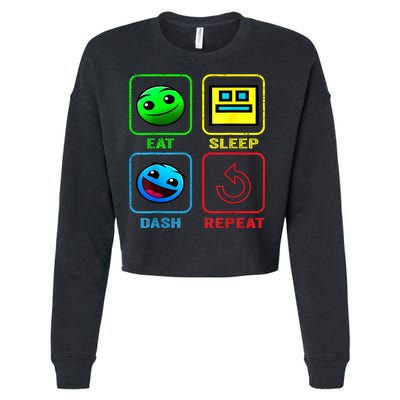 Eat Sleep Dash Repeat Video Game Geometry Video Gamer Cool Gift Cropped Pullover Crew