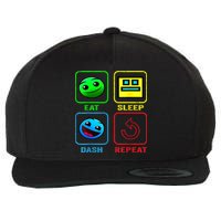 Eat Sleep Dash Repeat Video Game Geometry Video Gamer Cool Gift Wool Snapback Cap