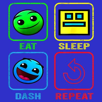 Eat Sleep Dash Repeat Video Game Geometry Video Gamer Cool Gift T-Shirt