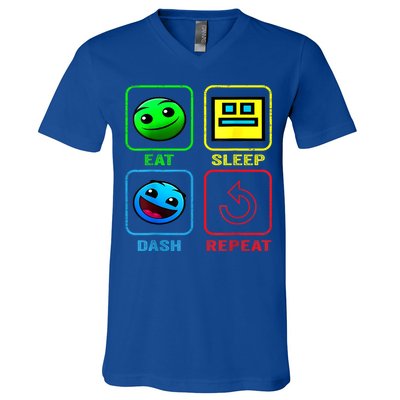 Eat Sleep Dash Repeat Video Game Geometry Video Gamer Cool Gift V-Neck T-Shirt