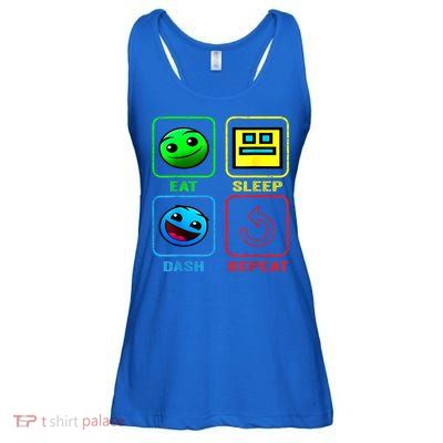 Eat Sleep Dash Repeat Video Game Geometry Video Gamer Cool Gift Ladies Essential Flowy Tank