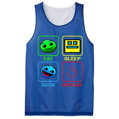 Eat Sleep Dash Repeat Video Game Geometry Video Gamer Cool Gift Mesh Reversible Basketball Jersey Tank
