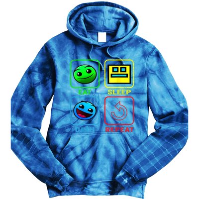 Eat Sleep Dash Repeat Video Game Geometry Video Gamer Cool Gift Tie Dye Hoodie