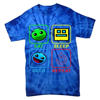 Eat Sleep Dash Repeat Video Game Geometry Video Gamer Cool Gift Tie-Dye T-Shirt