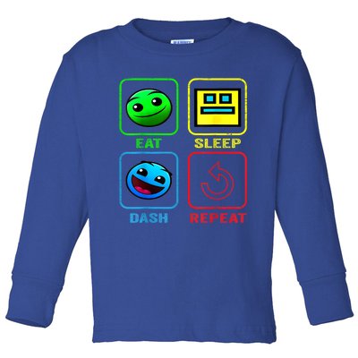 Eat Sleep Dash Repeat Video Game Geometry Video Gamer Cool Gift Toddler Long Sleeve Shirt