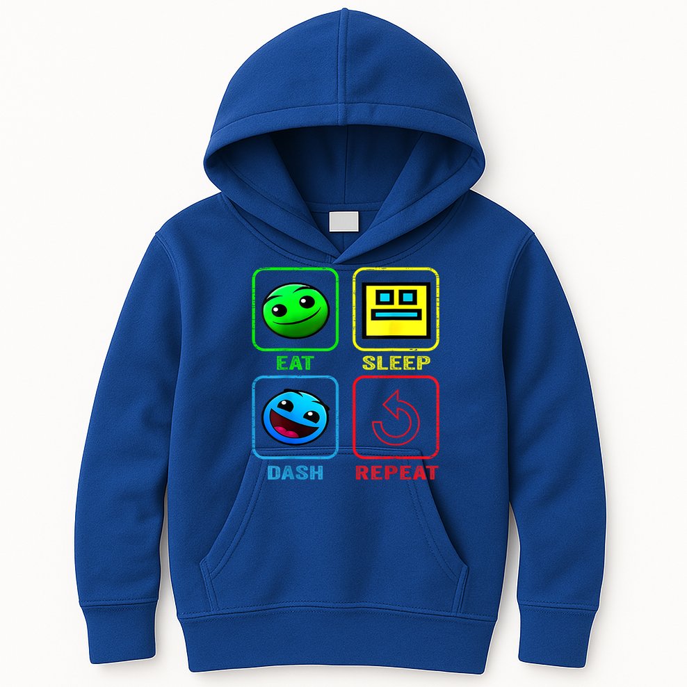 Eat Sleep Dash Repeat Video Game Geometry Video Gamer Cool Gift Kids Hoodie