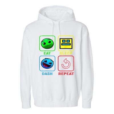 Eat Sleep Dash Repeat Video Game Geometry Video Gamer Cool Gift Garment-Dyed Fleece Hoodie