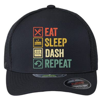 Eat Sleep Dash Repeat Video Game Geometry Flexfit Unipanel Trucker Cap
