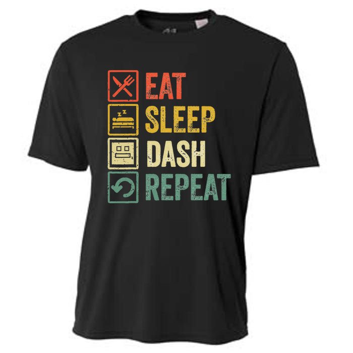 Eat Sleep Dash Repeat Video Game Geometry Cooling Performance Crew T-Shirt