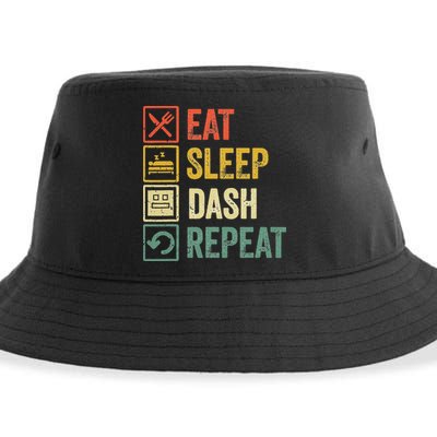 Eat Sleep Dash Repeat Video Game Geometry Sustainable Bucket Hat
