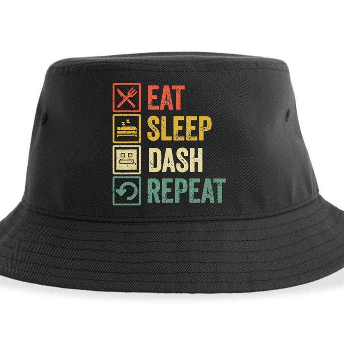 Eat Sleep Dash Repeat Video Game Geometry Sustainable Bucket Hat