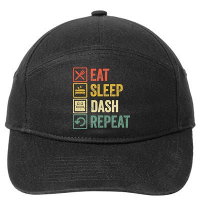 Eat Sleep Dash Repeat Video Game Geometry 7-Panel Snapback Hat