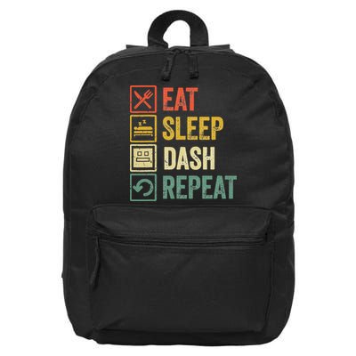 Eat Sleep Dash Repeat Video Game Geometry 16 in Basic Backpack