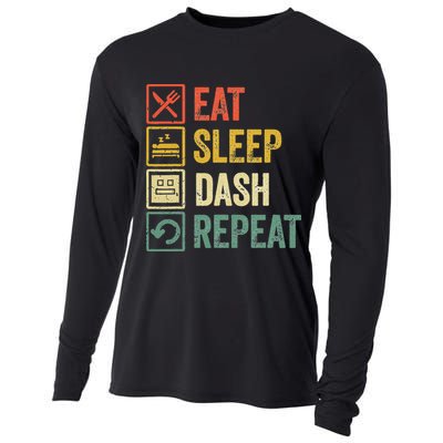Eat Sleep Dash Repeat Video Game Geometry Cooling Performance Long Sleeve Crew