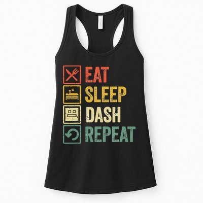 Eat Sleep Dash Repeat Video Game Geometry Womens Tank Top