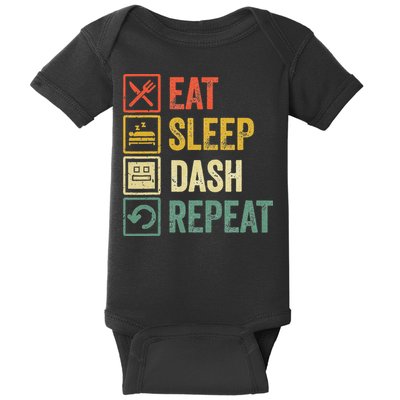 Eat Sleep Dash Repeat Video Game Geometry Baby Bodysuit