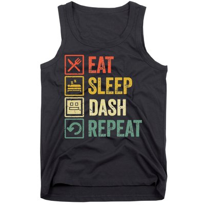 Eat Sleep Dash Repeat Video Game Geometry Tank Top