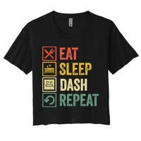 Eat Sleep Dash Repeat Video Game Geometry Crop Top