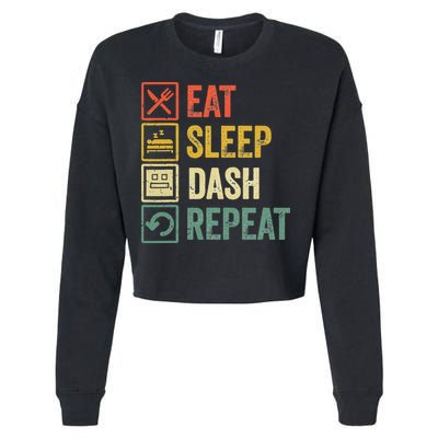 Eat Sleep Dash Repeat Video Game Geometry Cropped Pullover Crew