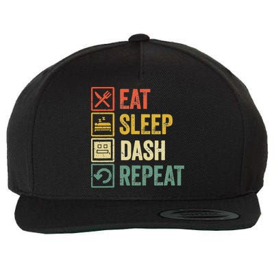 Eat Sleep Dash Repeat Video Game Geometry Wool Snapback Cap