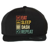 Eat Sleep Dash Repeat Video Game Geometry Wool Snapback Cap