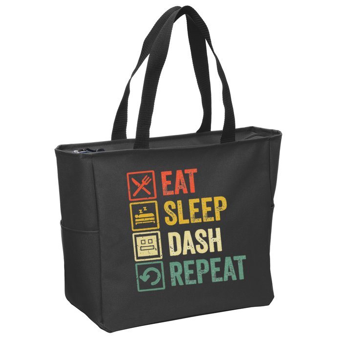 Eat Sleep Dash Repeat Video Game Geometry Zip Tote Bag